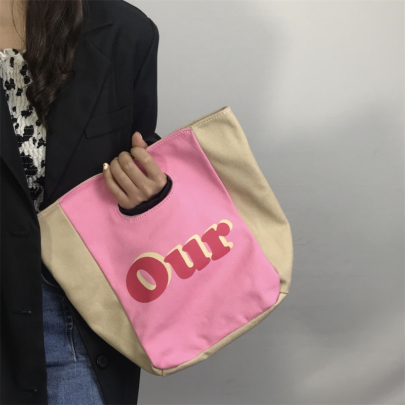 Túi xách tay IELGY từ vải phối màu hồng dễ thương cho nữ