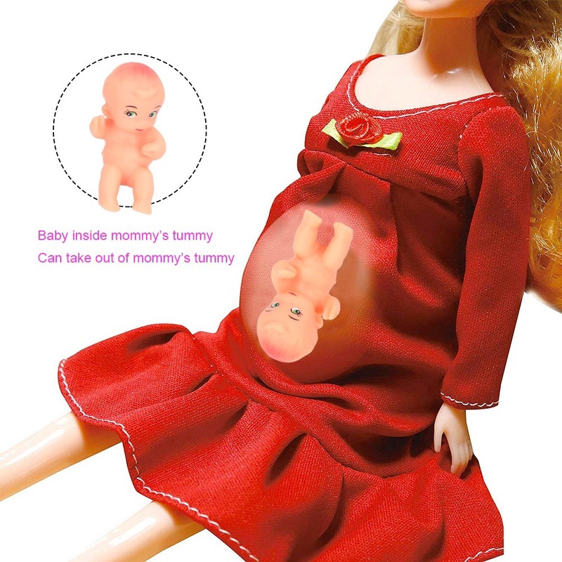 Mua sản phẩm 5 người búp bê gia đình phù hợp cho mẹ/cha/con trai/Kelly/toa xe đồ chơi thời trang mang thai búp bê đồ ch