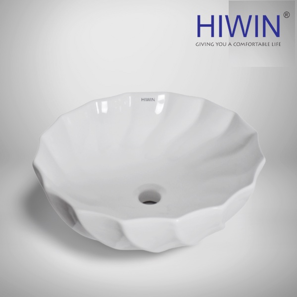 Chậu rửa mặt lavabo sứ đặt bàn nghệ thuật màu trắng HIWIN LP-A014