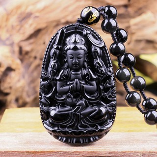Dây chuyền chuỗi hạt mặt phật Thiên Thủ Thiên Nhãn màu đen - Phật bản mệnh người tuổi Tý - HÀNG CHẤT LƯỢNG NHƯ HÌNH