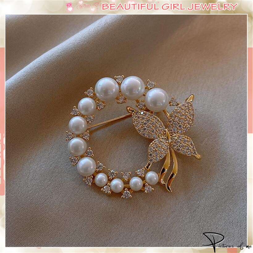 Ghim cài áo trang trí bươm bướm đính hạt ngọc trai nhân tạo thời trang