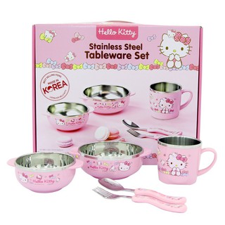 Bộ đồ ăn cho bé Hello Kitty Lock&Lock set 5 (Bát/ Bát soup/ Ly/ Muỗng/ Nĩa) LKT423S4