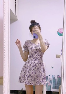 Đầm tím hoa nhí ulzzang ( Có sẵn)