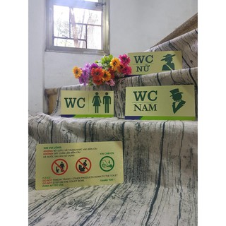 Biển vệ sinh khách sạn bằng Alu vàng xước in UV giá rẻ