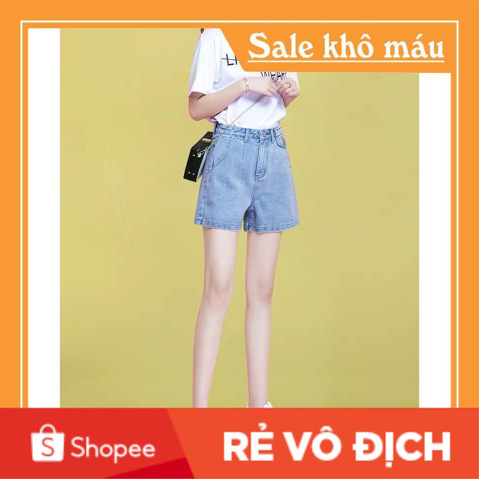 Quần sooc bò - Quần short jean nữ Basic dáng ngố lửng ống rộng mẫu mới