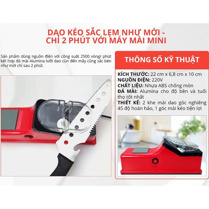 Máy mài dao kéo mini đa năng thông minh chạy bằng điện 220v - Hàng nội địa Nhật Bản