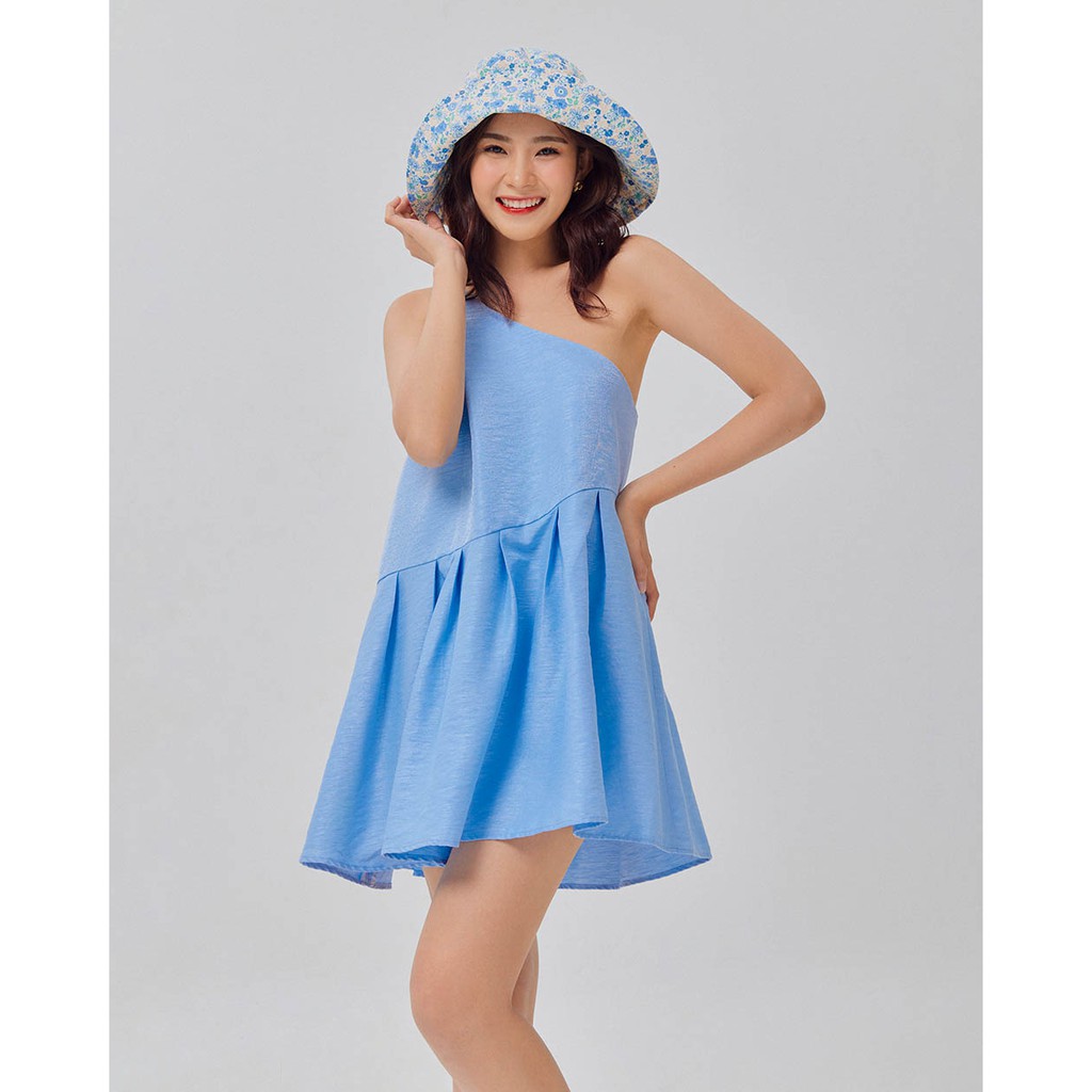 Đầm xòe Shebyshj chéo vai màu xanh dương - Kathy Dress