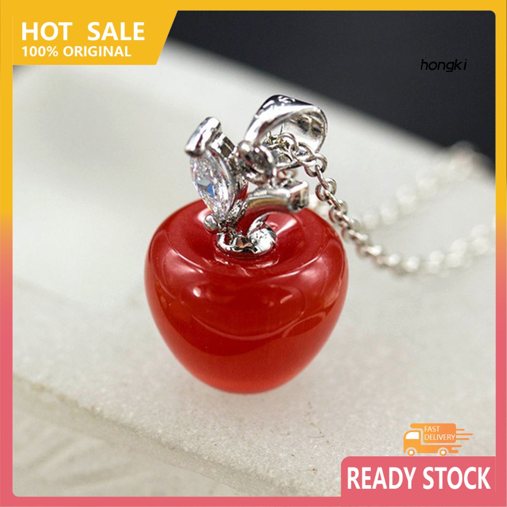 Mặt vòng cổ hình quả táo đính đá opal thời trang cho nữ