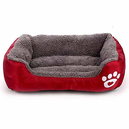 Doremiu- Ổ nệm chó mèo loại hình chữ nhật có thành màu đỏ mận giường cho thú cưng