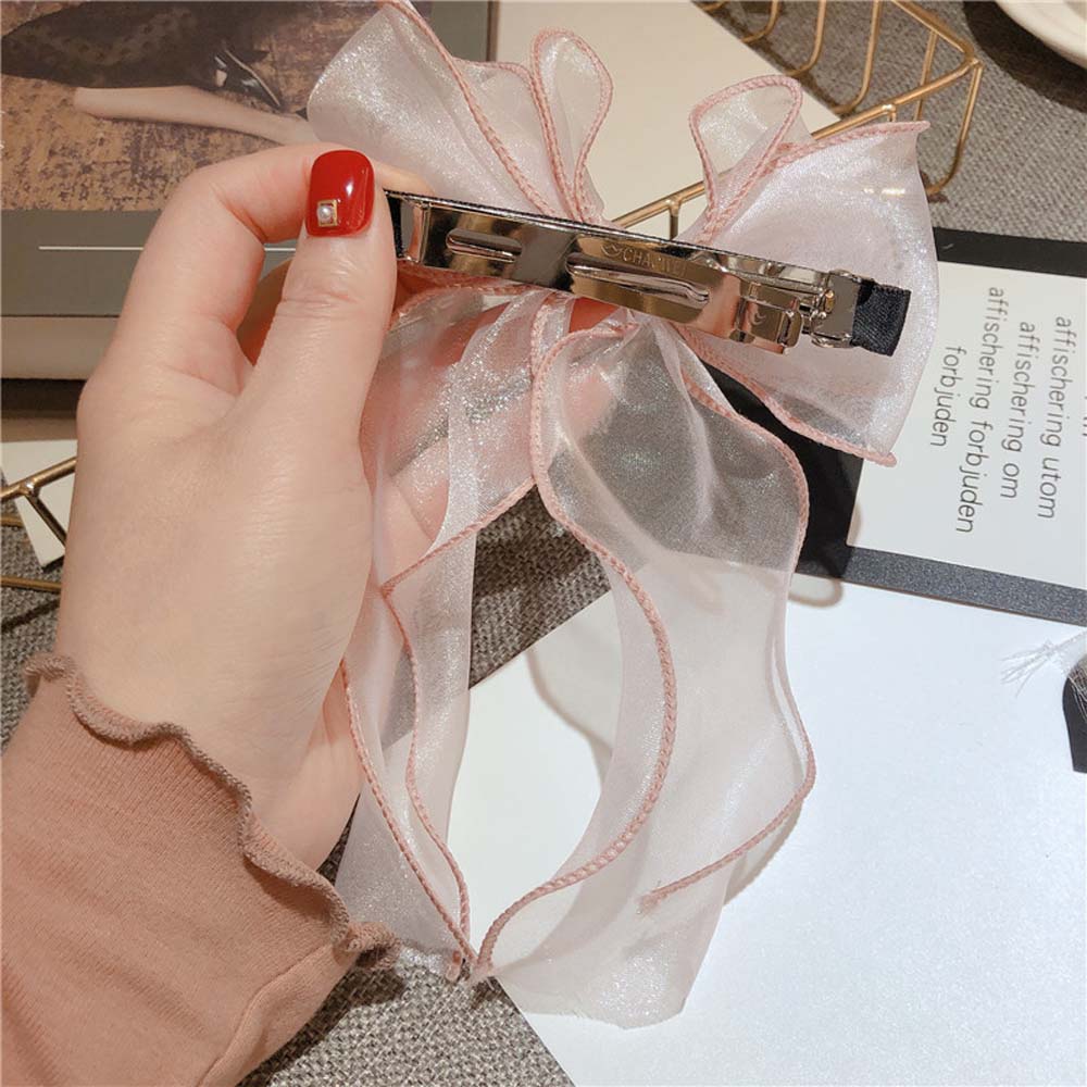 Kẹp Tóc Hình Nơ Đính Ngọc Trai Nữ Tính