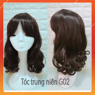 Bộ tóc giả cả đầu, tóc giả trung niên cả đầu xoăn lửng cao cấp [Freeship + ảnh thật]