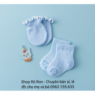 SET 2 ĐÔI TẤT + 2 ĐÔI BAO TAY COTTON LEN THÁI CHO BÉ