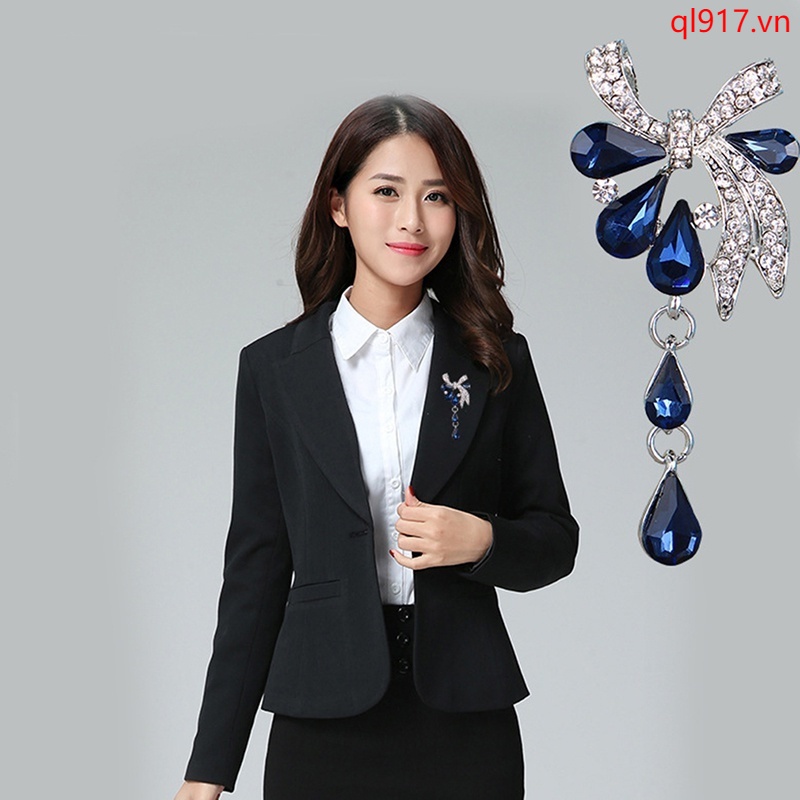 Ghim Cài Áo Hình Giọt Nước Đính Đá Thời Trang