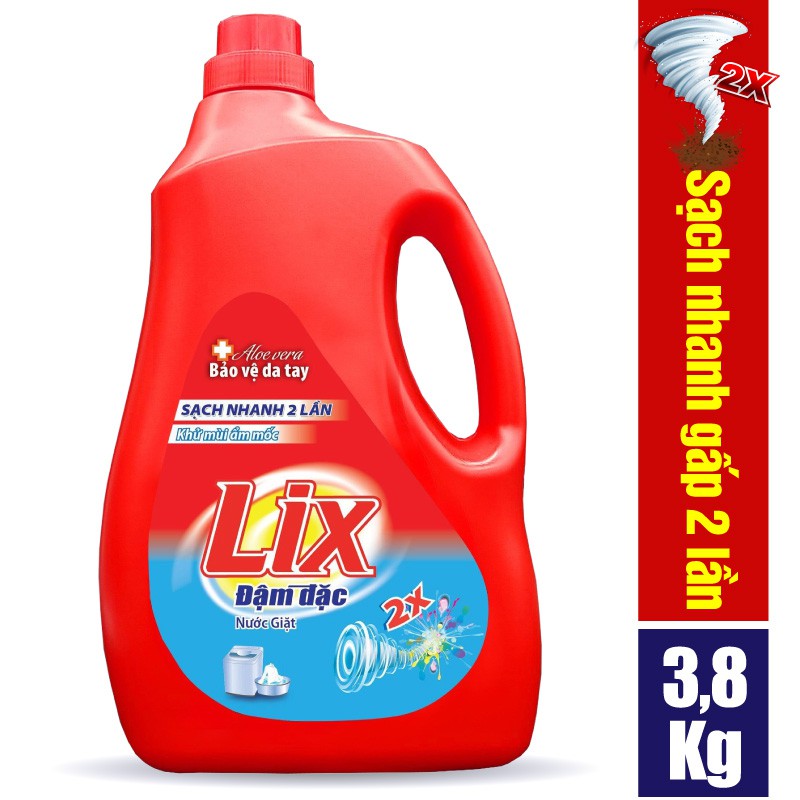 Nước giặt Lix Đậm Đặc Hương Hoa Chai 3.8kg - Tẩy Sạch Cực Mạnh Vết Bẩn - NG381