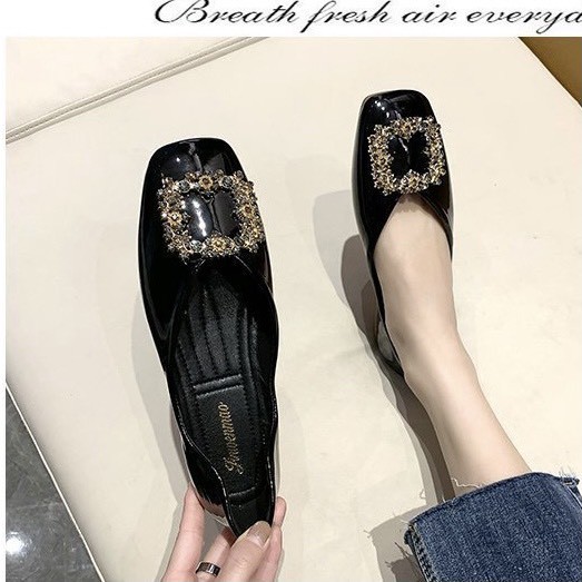 Giày⚡️ bệt⚡️nữ ⚡️giày búp bê mũi tròn da bóng mặt đá đế cao su dẻo hàng quảng châu | BigBuy360 - bigbuy360.vn