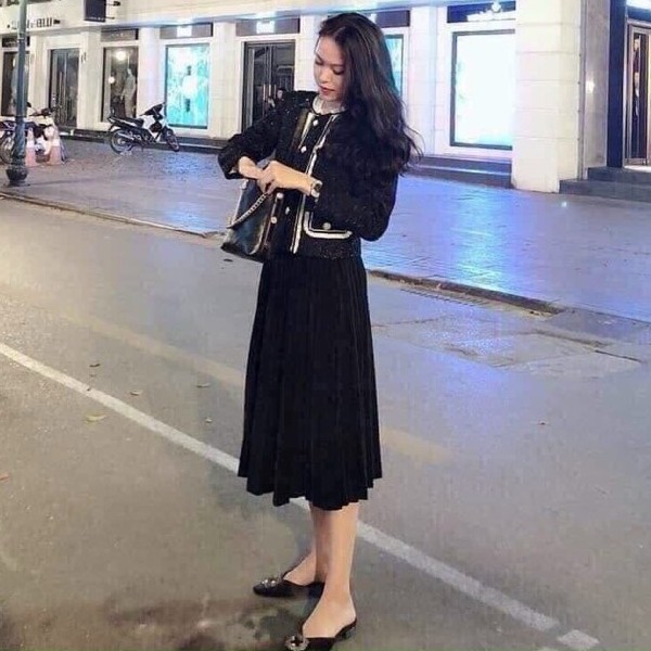 Chân váy xếp li nữ Bingshop - chân váy midi dáng dài xếp li vải tuyết nhung cạp chun freeship | BigBuy360 - bigbuy360.vn