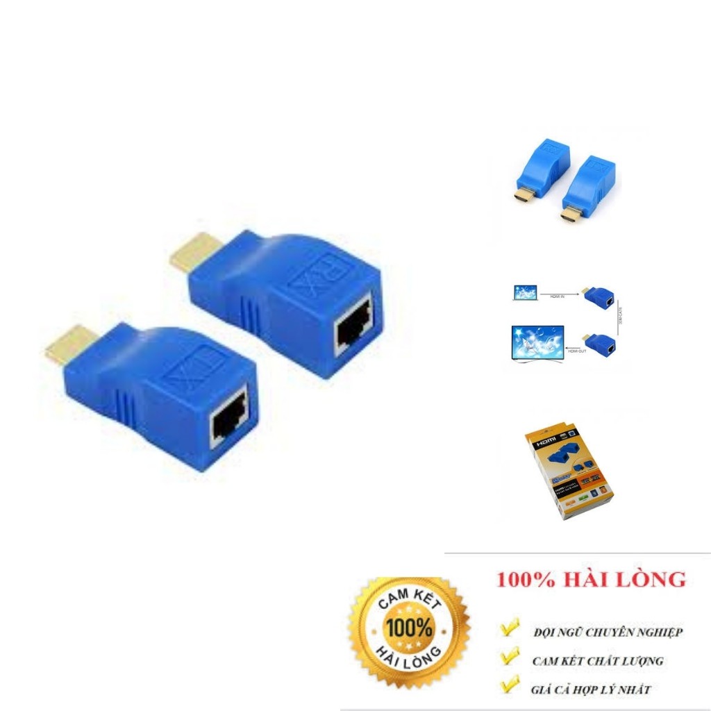 Bộ HDMI to LAN 30m, kéo dài hdmi qua dây mạng 30m.bảo hành 6 tháng.shopphukienvtq