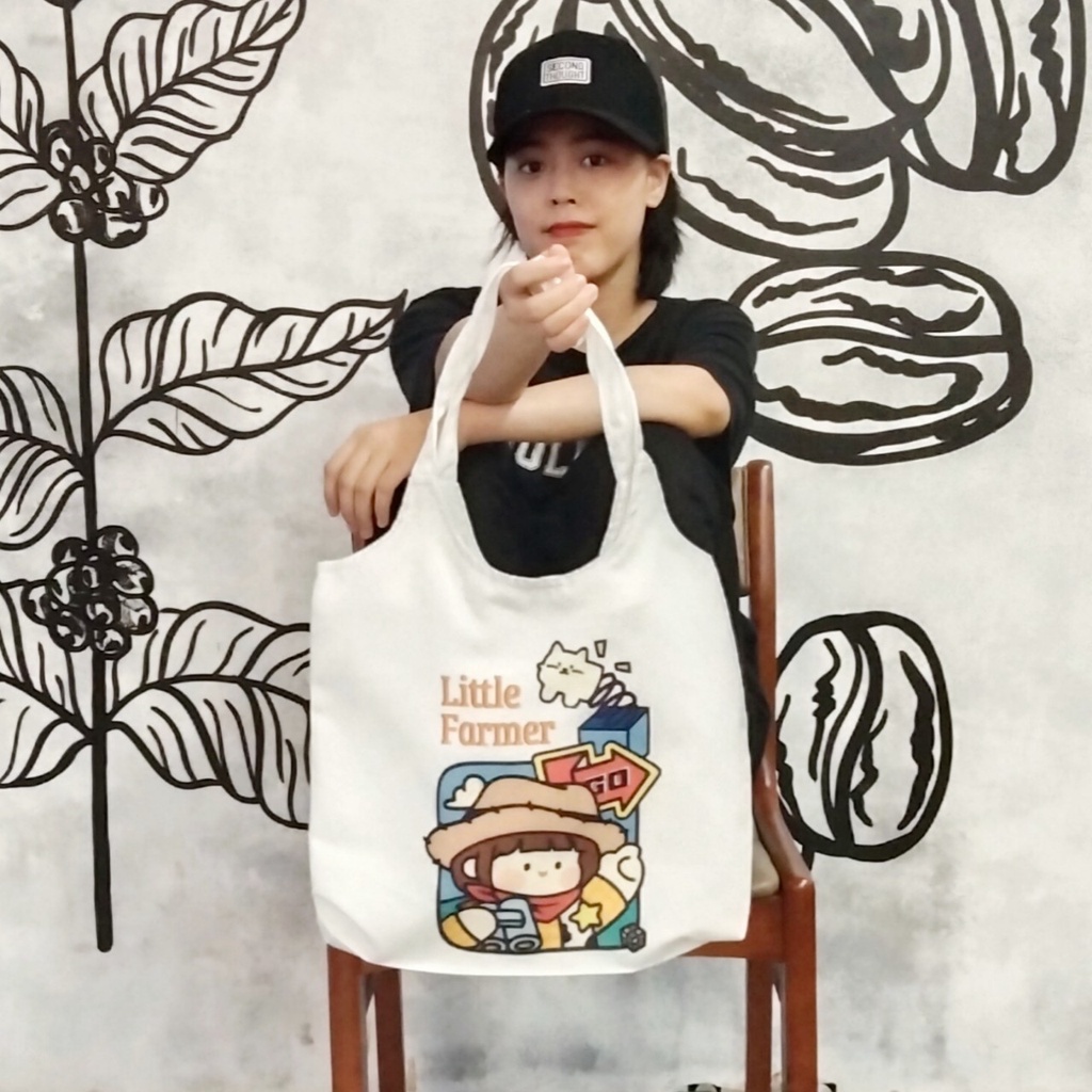Túi note hàn quốc, vải canvas 100% poli cao cấp, phong cách thời trang ulzzang, có khoá miệng xịn xò LITTLE FARMER K11