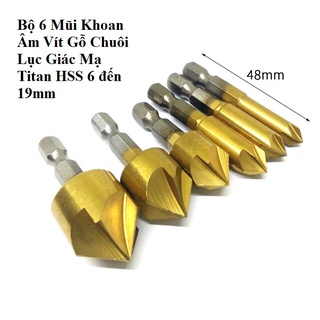 Bộ mũi khoan doa khoét lỗ âm vít gỗ - bộ 6 mũi