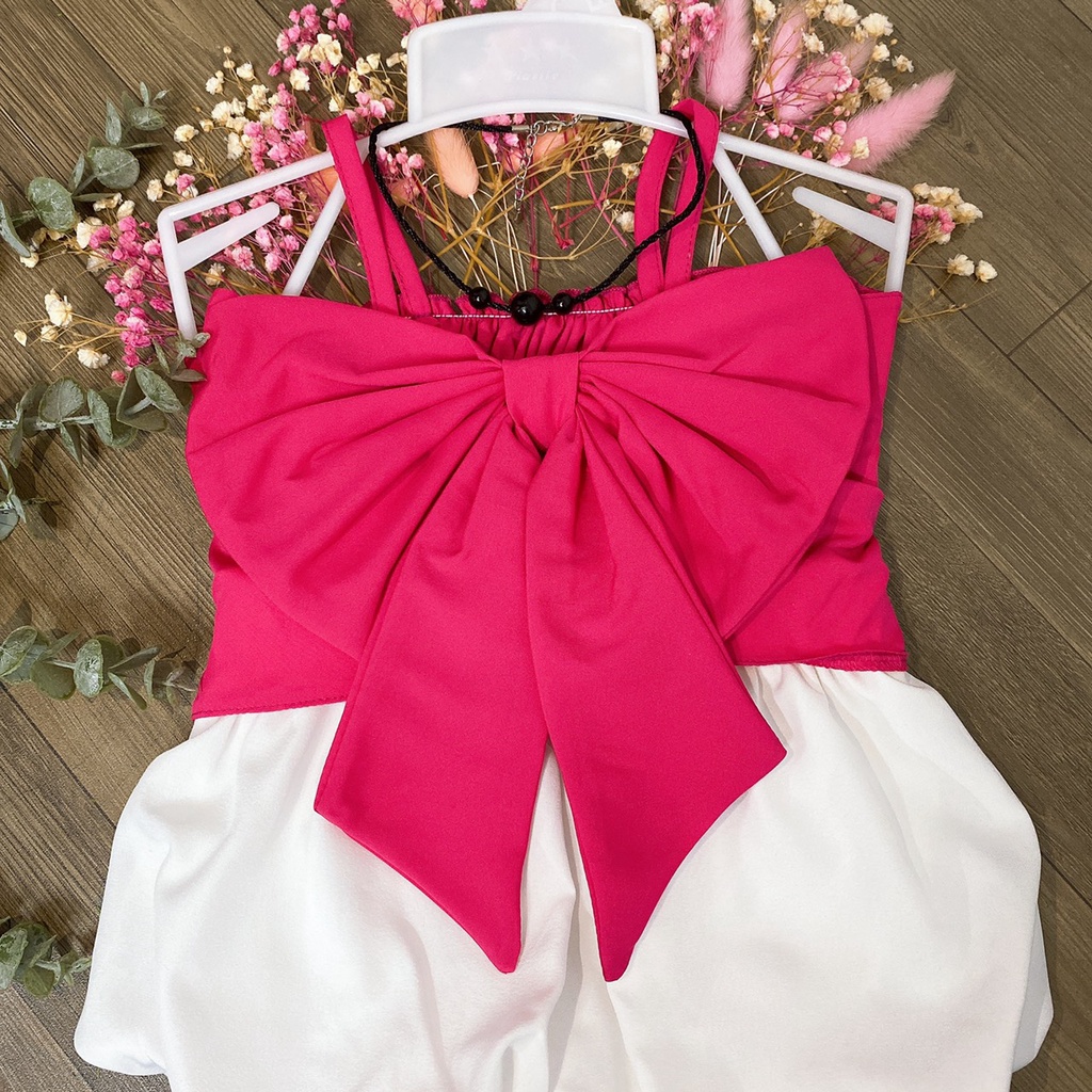 Set đồ bé gái,Bộ quần Áo Bé Gái Nơ Hồng Sen kết hợp quần bí 2 Lớp SIÊU DỄ THƯƠNG ,Thôi Nôi, Sinh Nhật 8-23kg Angel Baby