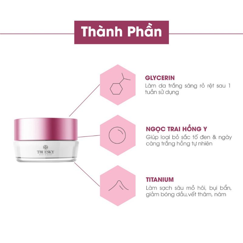 Kem dưỡng trắng da mặt Truesky cấp tốc dạng lotion chiết xuất ngọc trai chính hãng 15g - Whitening Face Cream