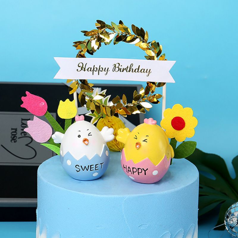 Quả trứng gà con trang trí bánh sinh nhật, phụ kiện trang trí bánh kem, bánh sinh nhật, bánh gato