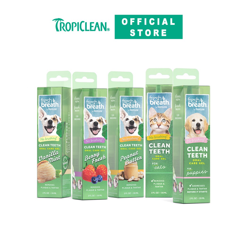 Gel Tropiclean cho Chó Mèo FREESHIP Fresh Breath Clean Teeth Oral Care Gel, loại bỏ cao răng, mảng bám, khử hôi miệng