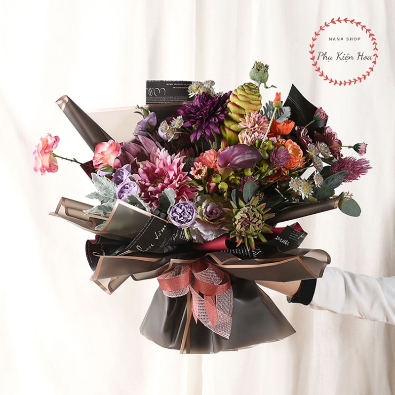 Giấy Gói Hoa Khổ 58*58cm ❤️Bóng Mờ Viền Đồng❤️ Cao Cấp, Không Thấm Nước, Hàng Loại 1