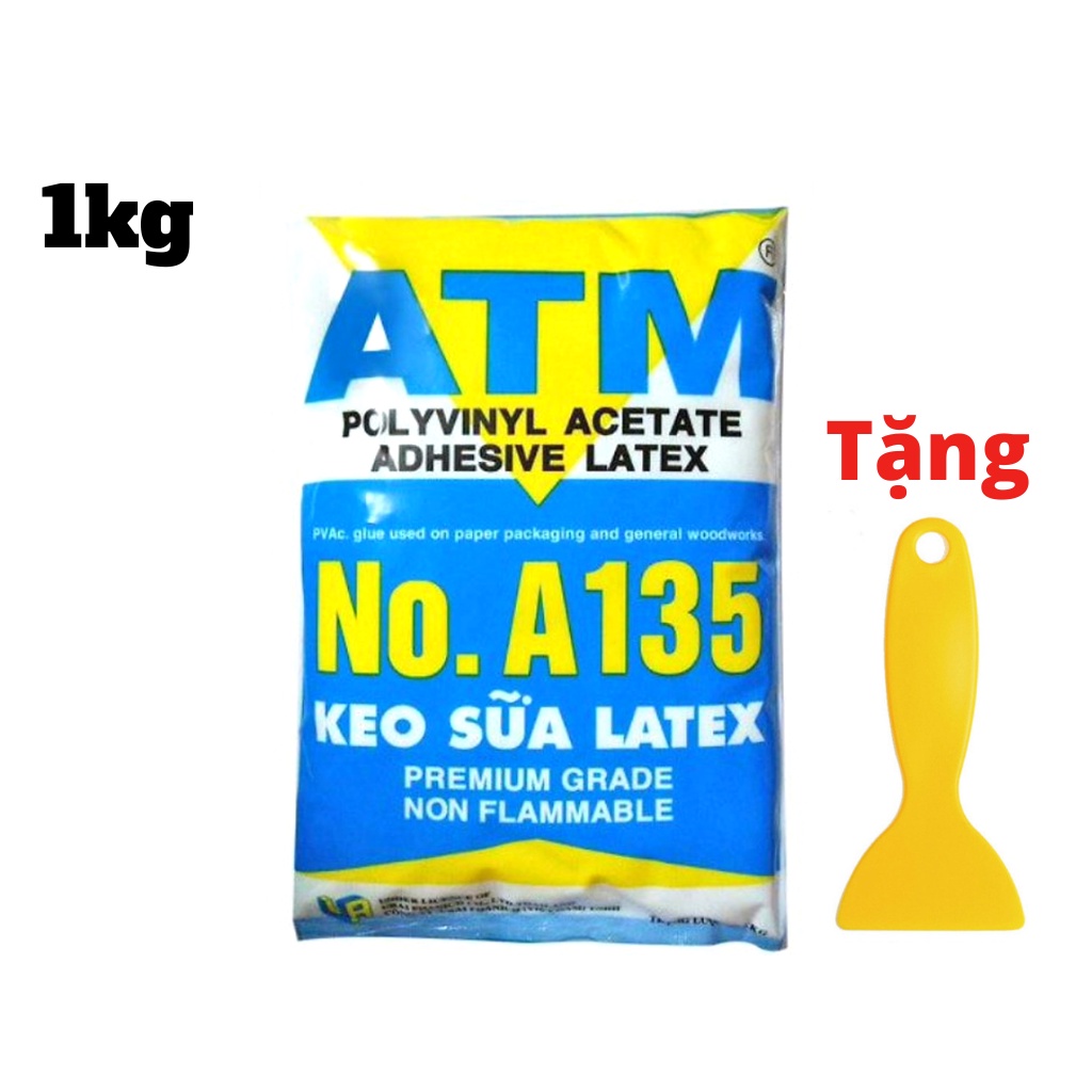 Keo ATM Latex A135 ,Keo Sữa ATM PVA A135 1KG Dán Giấy Dán Tường ,Dán Gỗ ,Dán Nhựa Tặng Cây Quét