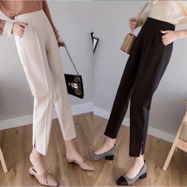 Quần baggy nữ xẻ gấu cạp cao siêu xinh [HÀNG THIẾT KẾ] chất vải tuyết mưa dày dặn - mới lạ phong cách mặc đi làm công sở | BigBuy360 - bigbuy360.vn