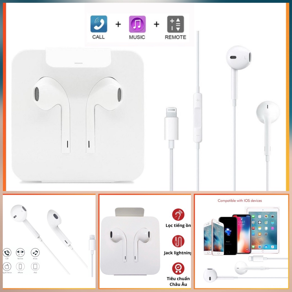 Tai nghe iphone,tai nghe iphone 7,chân lightning,cắm vào là nghe,âm thanh cực hay,bass treble căng,chính hãng bh 3thang.