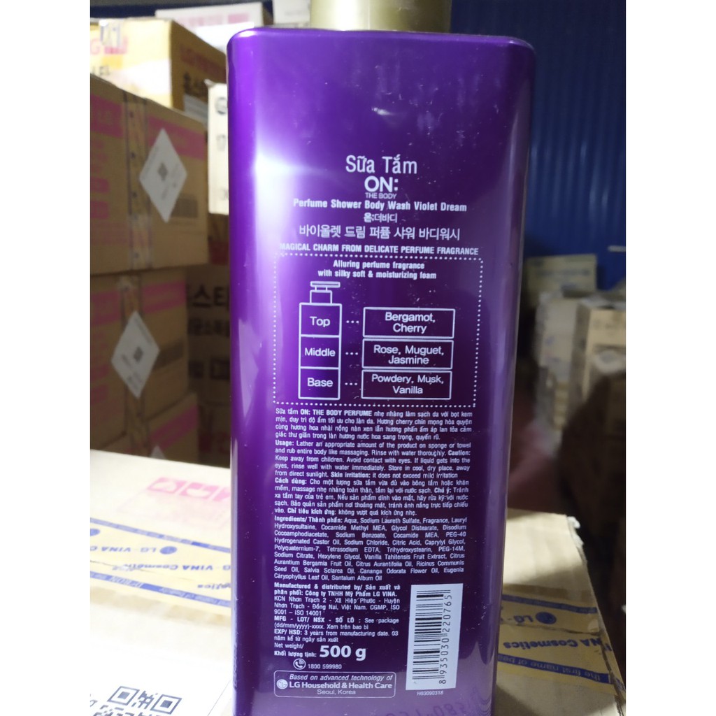 Sữa tắm dưỡng ẩm hương nước hoa On: The Body Perfume Violet Dream 500g