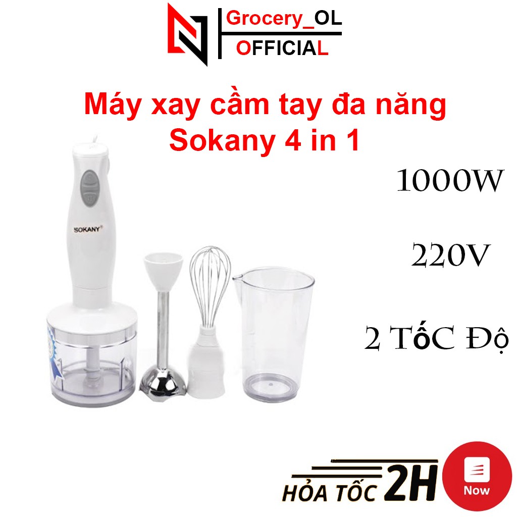 Máy xay đa năng Sokany 4in1 loại đơn, Máy xay cầm tay cao cấp 2021