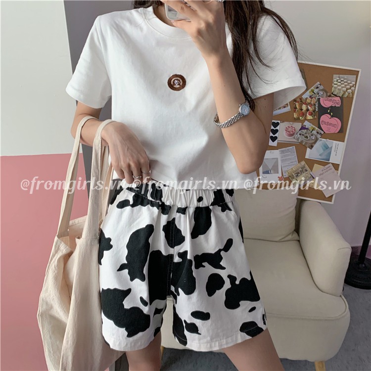 Quần short bò sữa, quần đùi cạp chun rút dây có túi ulzzang Hàn Quốc - QS01 | BigBuy360 - bigbuy360.vn