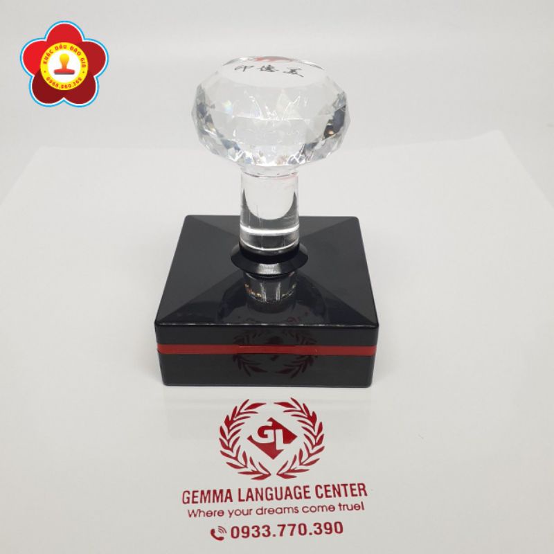 Con dấu logo YH4040 Kèm Mực nhanh khô in lên nilon, nhựa PET, giấy có bề mặt bóng... Khắc dấu logo theo yêu cầu KT 4x4cm