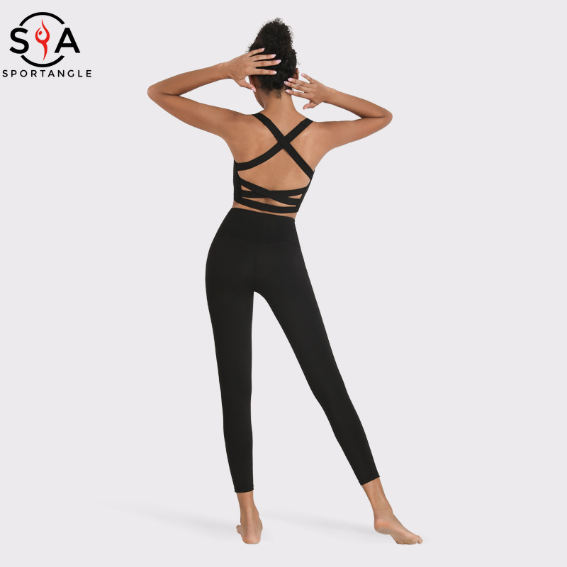 Set Đồ Thể Thao 2 Món Áo Ngực + Quần Dài + Áo Ngực Chống Sốc Phong Cách Âu Mỹ Mới