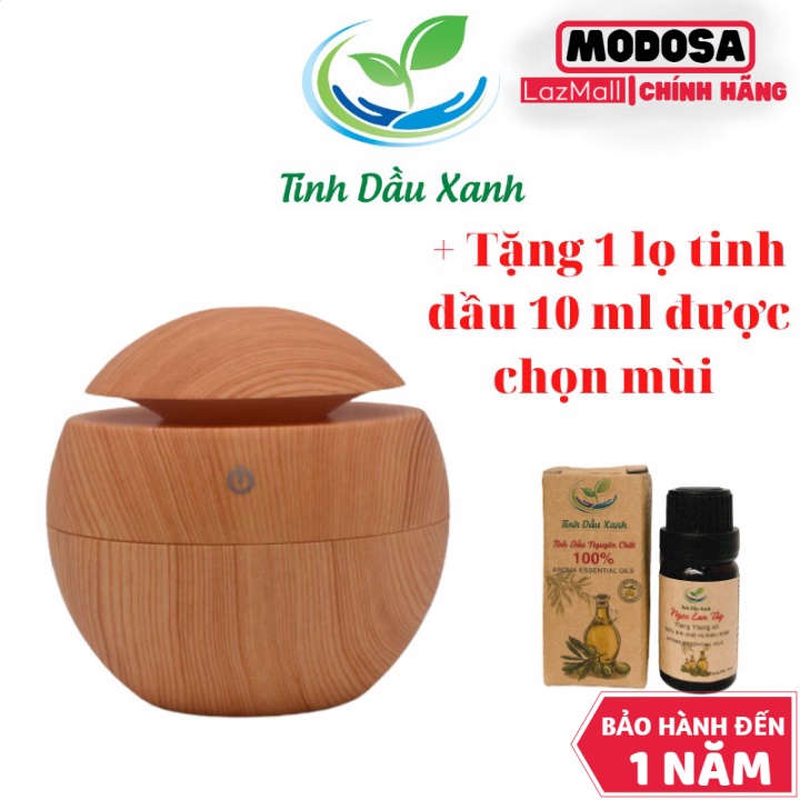 Máy Xông Tinh Dầu Vouller Vân Gỗ Nhỏ Tinh Dầu Xanh Giúp Khuếch Tán Tinh Dầu Tặng Kèm 1 Lọ Tinh Dầu 10Ml