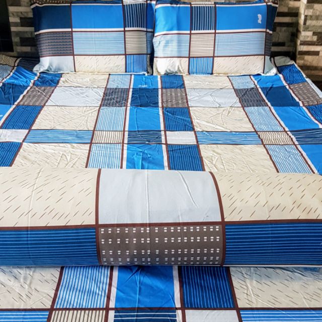 BỘ DRAP COTTON 100% SỌC VUÔNG XANH