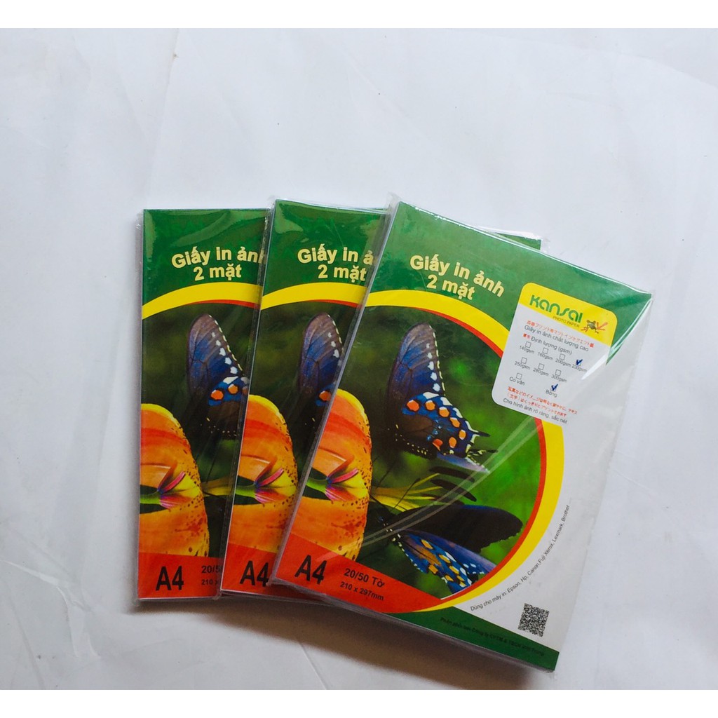 Giấy in ảnh KANSAI 2 mặt A4 định lượng 250gsm