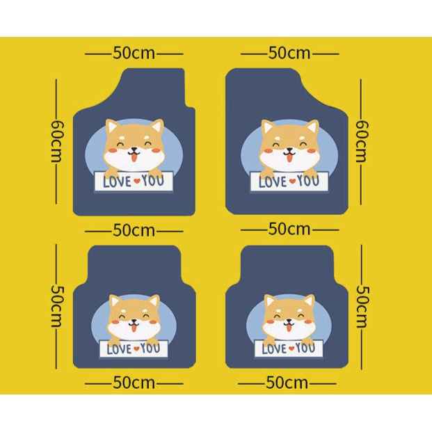 Thảm Da Lộn Lót Sàn Xe Hơi Chống Trượt Họa Tiết Hoạt Hình