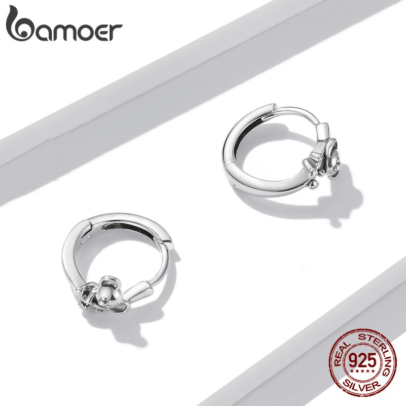 Bông tai BAMOER BSE507 bạc 925 thiết kế hình Koala dễ thương chống dị ứng trang điểm thời trang cho nữ