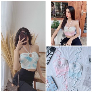 Áo yếm hở lưng đan dây có mút ngực loang màu - B0U