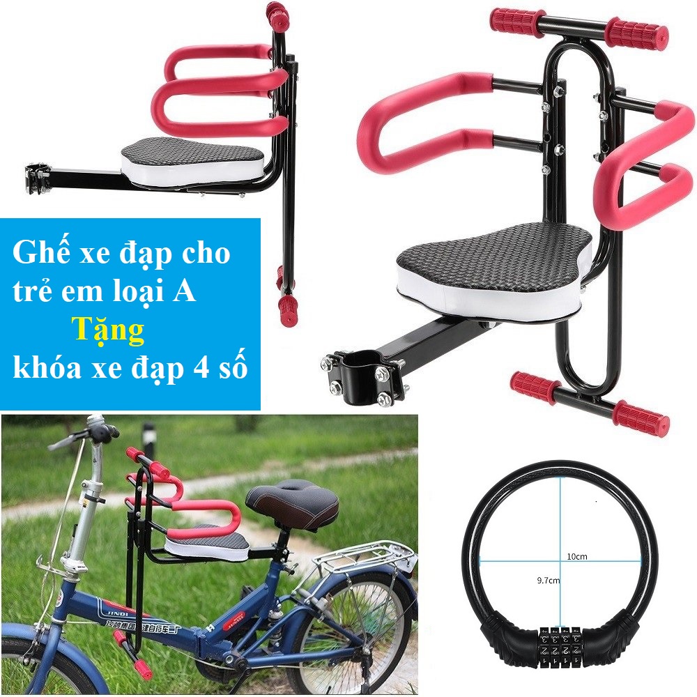 (Tặng 1 khóa 4 số đổi được mã ) Ghế gắn trên xe đạp xe điện cho trẻ em ngồi