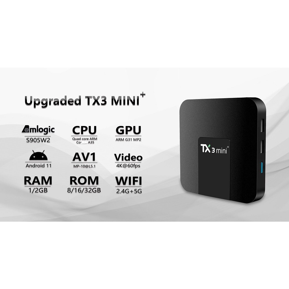 Android TV Box TX3 mini Plus 2022 Dual Wifi Bluetooth - Android 11, Amlogic S905W2 RAM 2G
