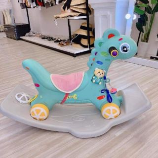 Xe ngựa bập bênh kèm chòi chân cho bé0