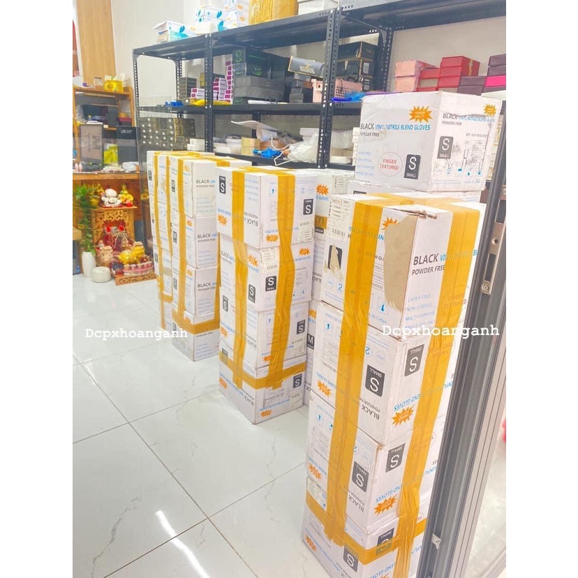 Bao Tay Cao Su Đen Y Tế Không Bột Găng Tay Đen Siêu Dai Sử Dụng Trong Tóc Spa Phun Xăm Thẩm Mỹ