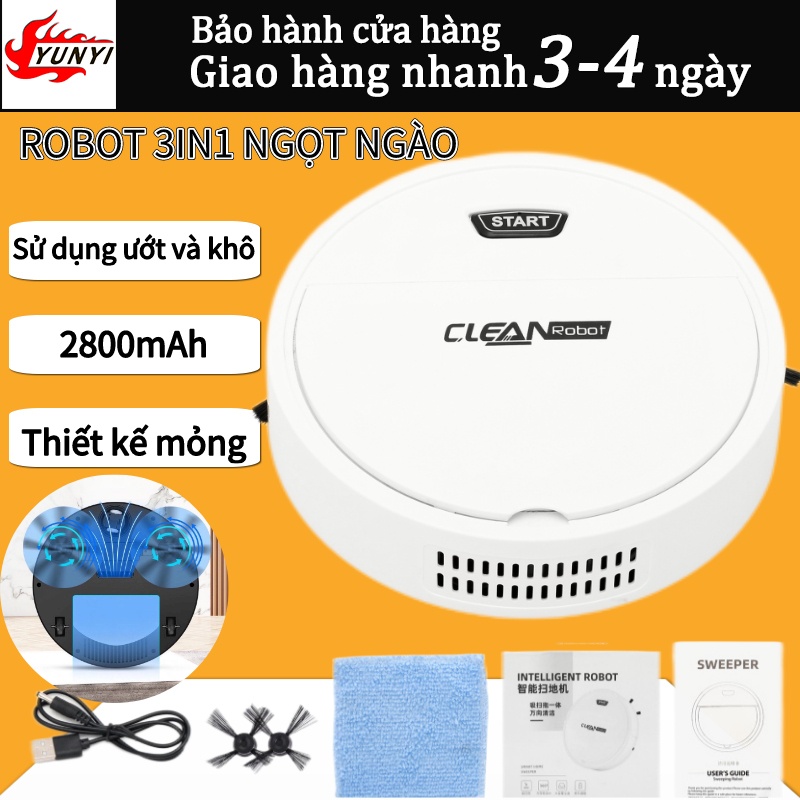 Robot hút bụi lau nhà thông minh 3 trong 1,tự động quét rác làm nhà thông minh, cảm biến chạm, chống va chạm thế hệ mới