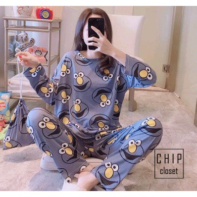 Đồ Bộ Nữ Tay Dài Quần Dài - Bộ Hoạt Hình Thun Mềm Mịn Cực Xinh - Hàng Thái Chuẩn Cao Cấp Full 25 Mẫu - TQ001