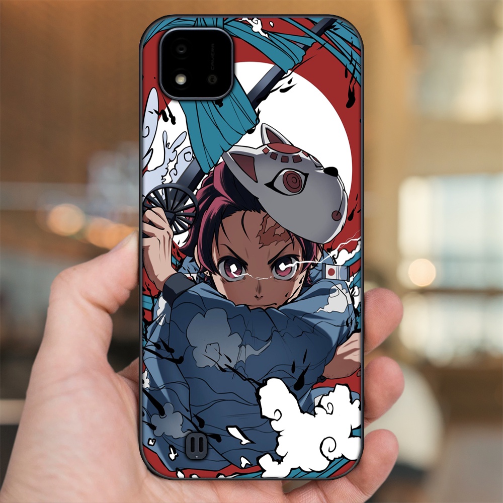 Ốp lưng Realme C11 2021, C20 viền đen in hình Tanjiro Kimetsu No Yaiba