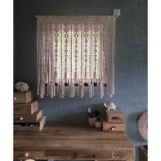 Rèm cửa trang trí cửa sổ Macrame decor phong cách macrame (ảnh thật)